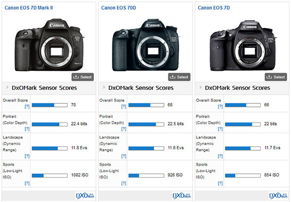 Canon 7D Mark II vs 70D vs 7D
