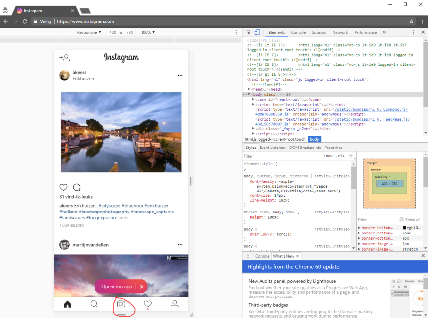 Instagram via Chrome