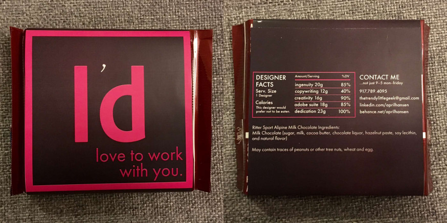 Designer maakt visitekaartjes van chocolade