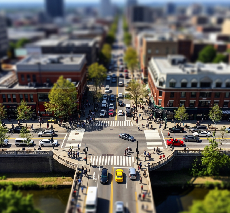 Afbeelding: het miniatuureffect als voorbeeld van een van de creatieve toepassingen van tilt-shiftfotografie