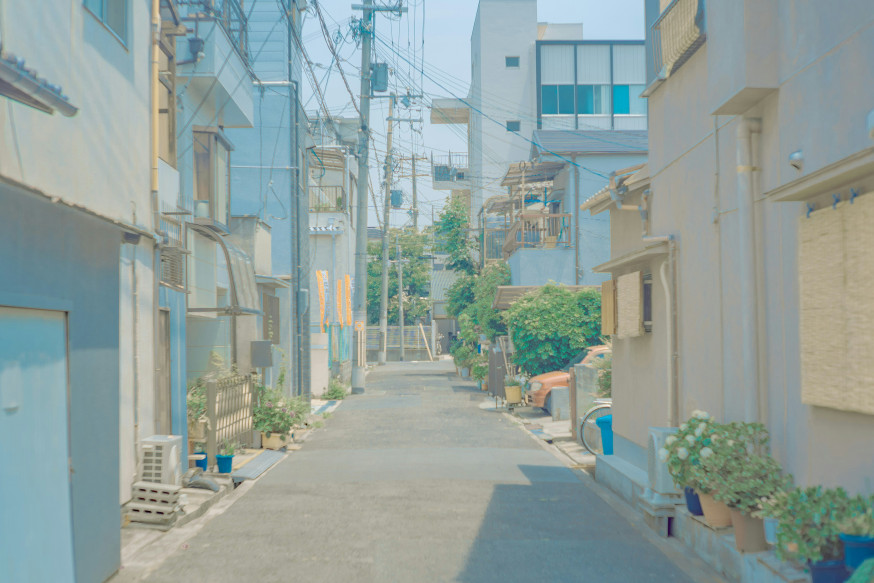 Een lichte straat in Japan