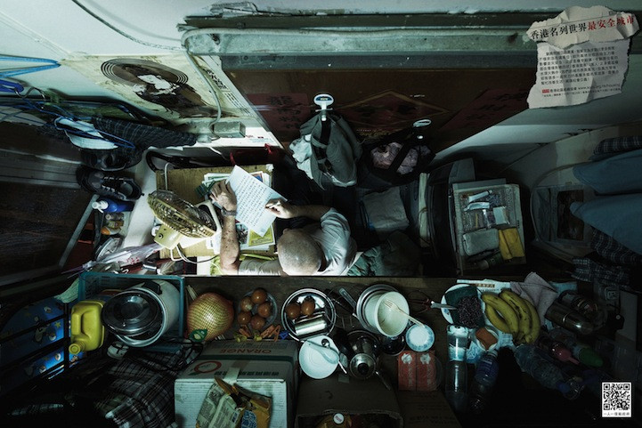 Foto's van superkleine appartementen in Hongkong