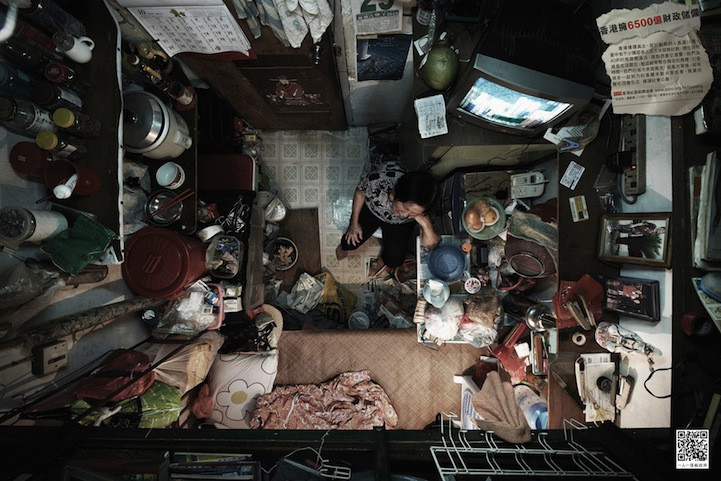 Foto's van superkleine appartementen in Hongkong