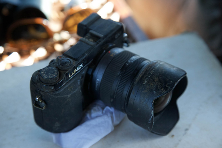 Gieren vanuit een karkas gefotografeerd