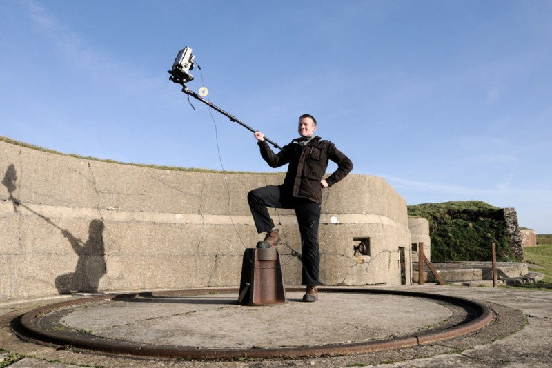 Selfiestick voor een 4×5" camera