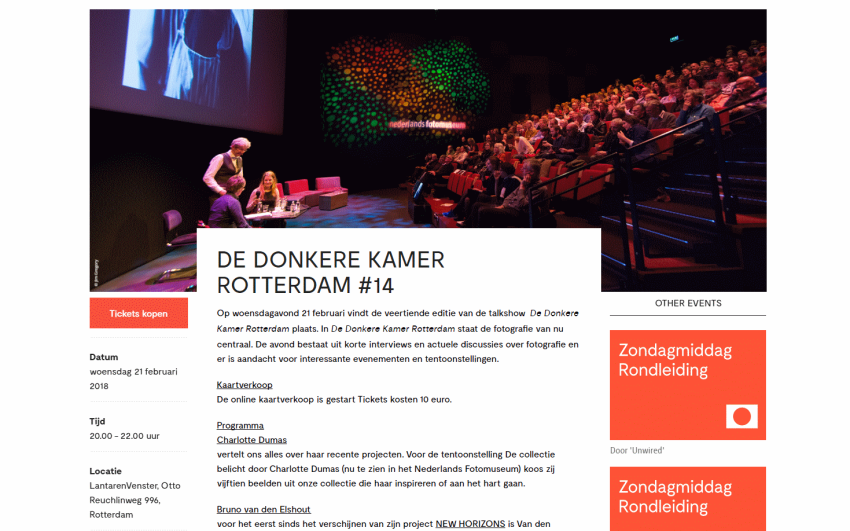 Fotografietalkshow De Donkere Kamer Rotterdam houdt 14e editie