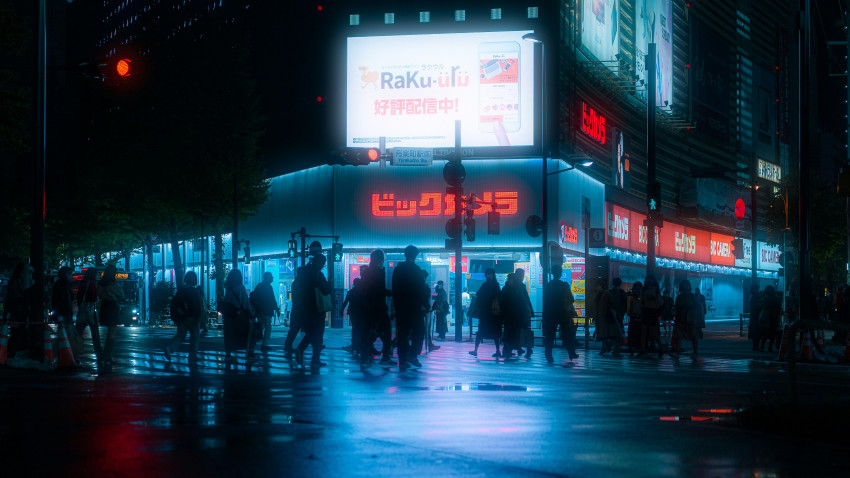 Cyberpunk grading: neon glow in Photoshop