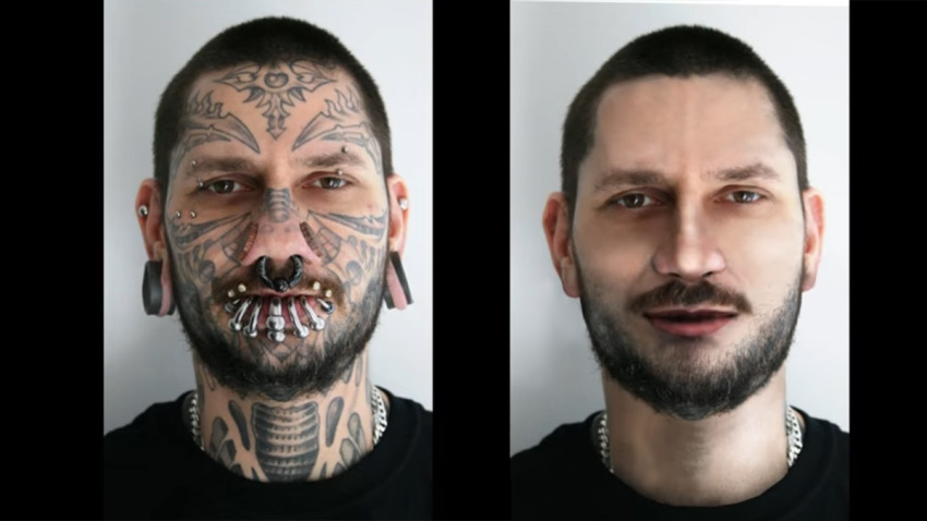 Tatoos verdwijnen in extreme Photoshop