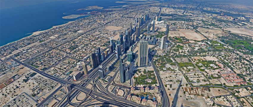 360-gradenpanorama vanaf de Burj Khalifa (828 meter)